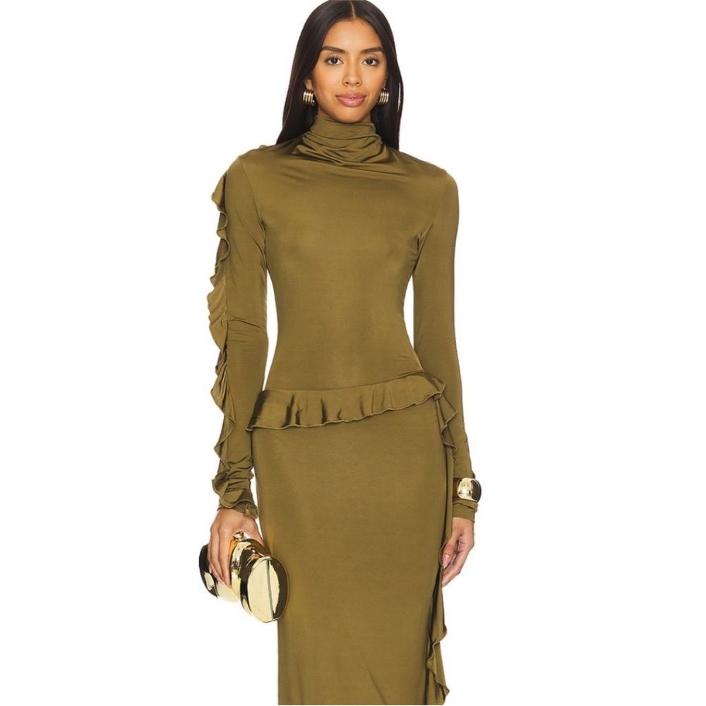 Paris Georgia Mira Dress In Olive Green S Nwt — image 2 of 8